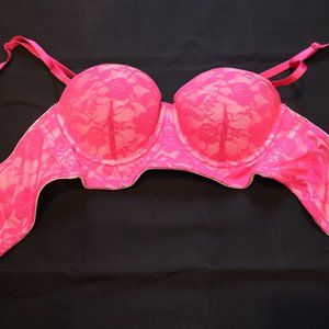 Pink Lace Push Up Bra Removeable Straps Size 34A